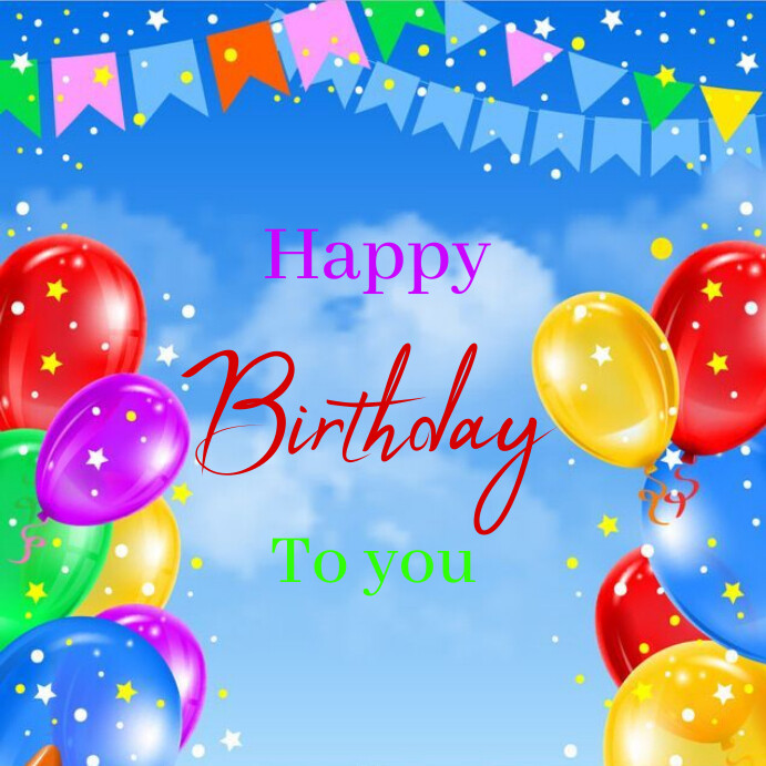 Blue Happy Birthday Instagram Post Template | PosterMyWall