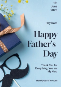 Blue  Happy Father's Day A2 template