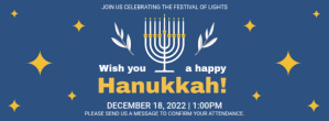 Blue happy Hanukkah sameach greeting banner Facebook Cover Photo template