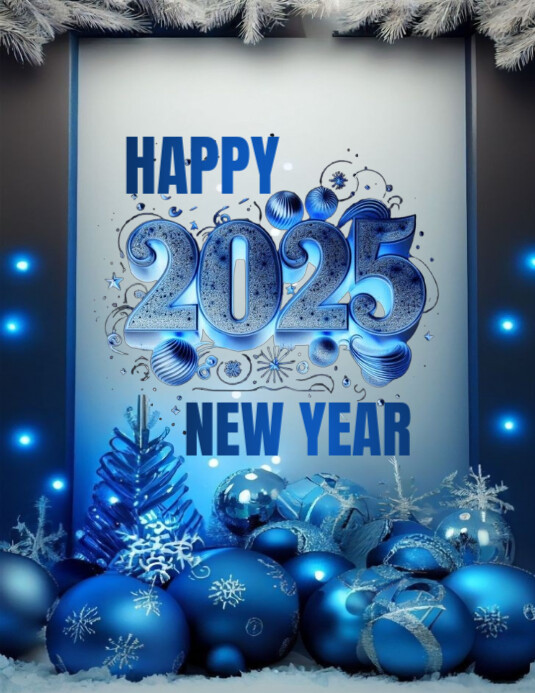 Blue Happy New Year Flyer (us Letter) Template | PosterMyWall