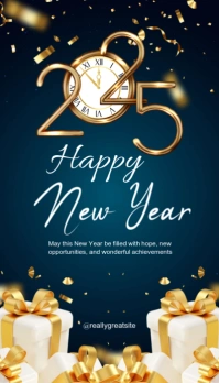 Blue  Happy New Year online greeting cards 2025 Business Card Visitekaartje template