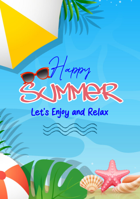 Blue Happy Summer A3 template