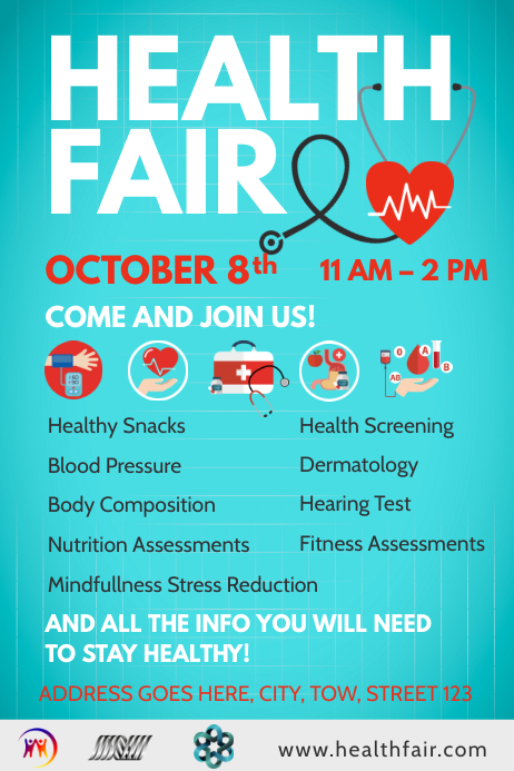 Blue Health Fair Poster Template | PosterMyWall Blue Health Fair Poster Template | PosterMyWall