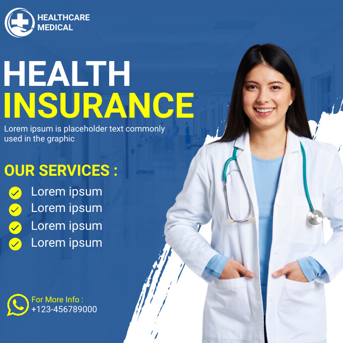 Blue Health Insurance Instagram Post Template | PosterMyWall