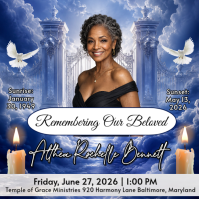 Blue Heavenly Gate stairs Funeral  Memorial Service Instagram Post template