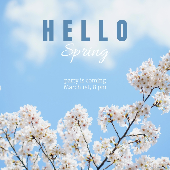 Blue Hello Blooming Spring Instagram Post Template | PosterMyWall
