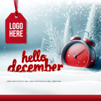 Blue  Hello December Instagram Post Wpis na Instagrama template