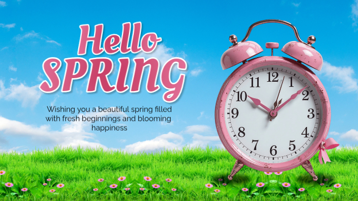 Blue Hello Spring Season Twitter Post Template | PosterMyWall