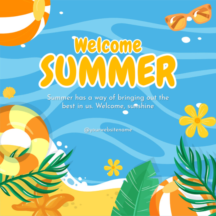 Blue Hello Summer Instagram Post Template | PosterMyWall
