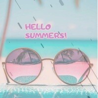 Blue  Hello Summers Instagram Post template
