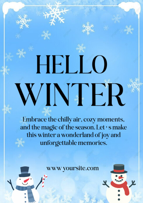 Plantilla de Blue Hello Winter A4 | PosterMyWall