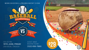 Blue High School Baseball Registration Banner Digitalanzeige (16:9) template