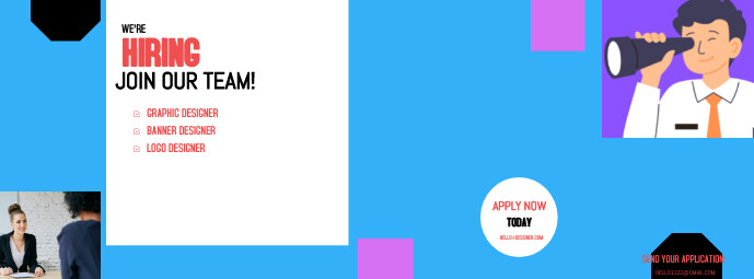 Blue Hiring Now Jobless Persoon Coming Facebo Fotografia de capa do Facebook template