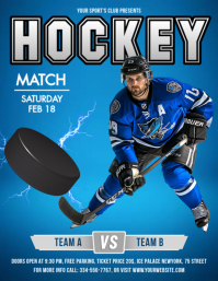 Blue Hockey Match Flyer template