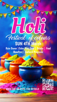 Blue Holi Festival Instagram Story template