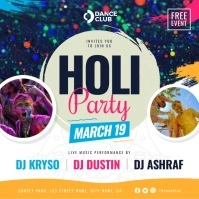 Blue Holi Festival Invitation Instagram Video Vierkant (1:1) template