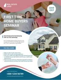 Blue Home Buyers Seminar Flyer Design ใบปลิว (US Letter) template