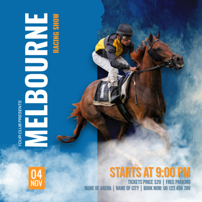 Copy of Blue Horse Racing Event Poster Square (1:1) | PosterMyWall