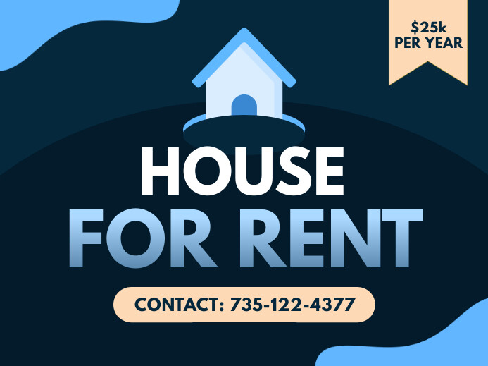Blue House For Rent Yard Sign Template | PosterMyWall