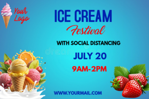 Blue  Ice Cream Label template