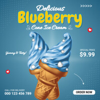 Blue  Ice Cream Shop Poster Template Square (1:1)