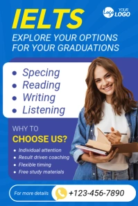 Blue Ielts Course Ad Template, Pinterest Graphic