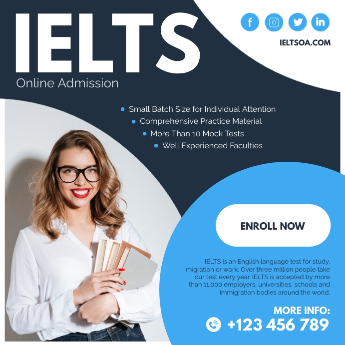 Blue IELTS square image Template | PosterMyWall