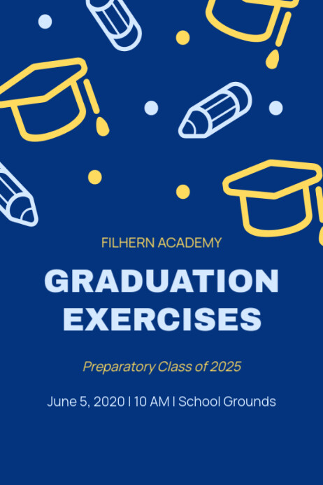 Copy of Blue Illustrated Icons Graduation Program | PosterMyWall