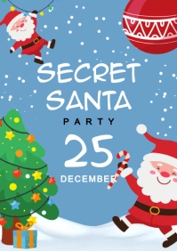 Blue Illustrated Merry Christmas A5 template