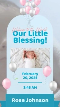 Blue Illustrative Baby Announcement Flyer Instagram Reel template