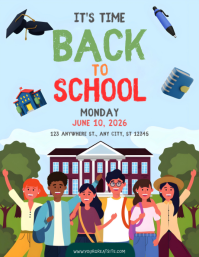 Niebieski Back to School Ulotka Template