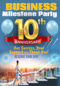 Blå Business Anniversary Celebration A1 Template