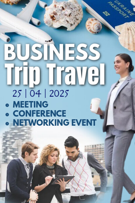 Blue Illustrative Business Trip  Poster template