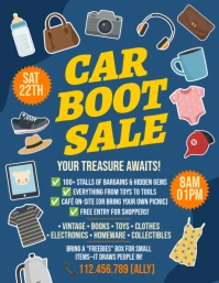 Blue Illustrative Car Boot Sale Flyer (us Letter) template