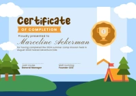 Blue Illustrative Certificate Of Summer Camp A4 template