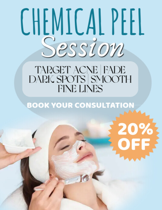 Blue Illustrative Chemical Peel Session Flyer (us Letter) Pamflet (VSA Brief) template