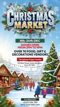 Blue Illustrative Christmas Market Instagram Story template