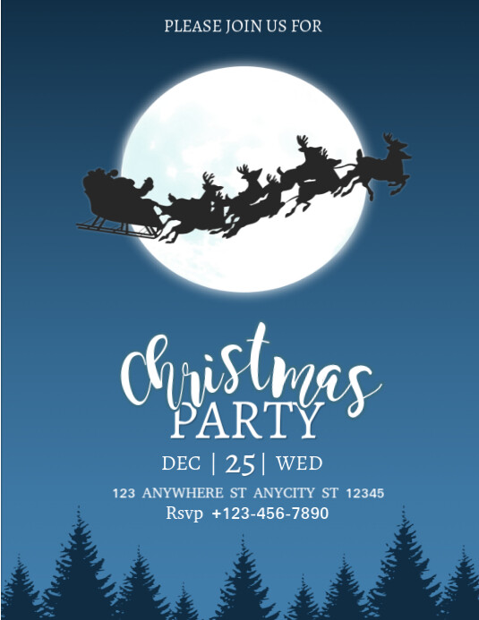 Blue Illustrative Christmas Party Flyer 2025 Template PosterMyWall