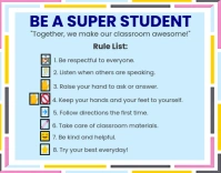 Blue Illustrative Classroom Rules Poster Template Poster/wallboard