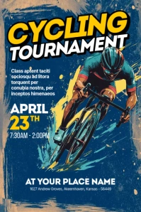 Blue Illustrative Cycling Poster Cartaz template