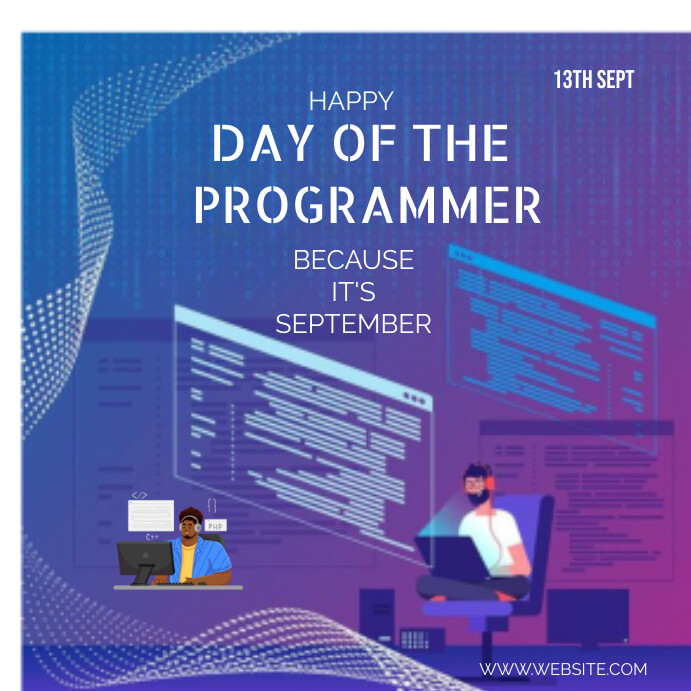 Plantilla de Blue Illustrative Day Of The Programmer Insta | PosterMyWall