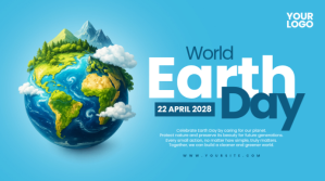 Blue Illustrative Earth Day Celebration Presentation Præsentation (16:9) template