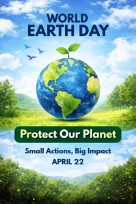 Blue Illustrative Earth Day Poster template