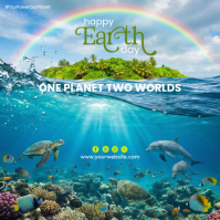 Blue Illustrative Earth Day Square Quadrat (1:1) template