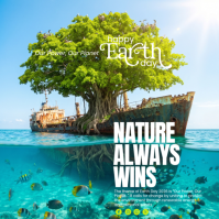 Blue Illustrative Earth Day Square Quadrat (1:1) template