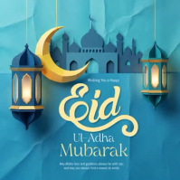 Blue Illustrative Eid Mubarak Instagram Post Video template