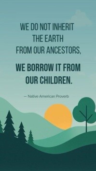 Blue Illustrative Environmental Quote Poster – Modern Nature Design To Inspire Eco-consciousness And Reel Instagram template