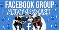 Blue Illustrative Facebook Group Anniversary  Facebook Group Cover Photo template