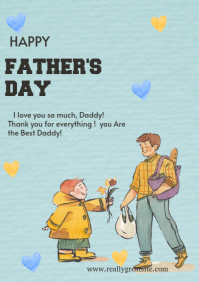 Blue Illustrative Father's Day A4 template