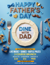 Blue Illustrative Father's Day Brunch Flyer ใบปลิว (US Letter) template